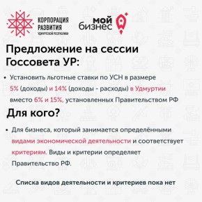 В Удмуртии планируют принять «упреждающие» пониженные ставки УСН