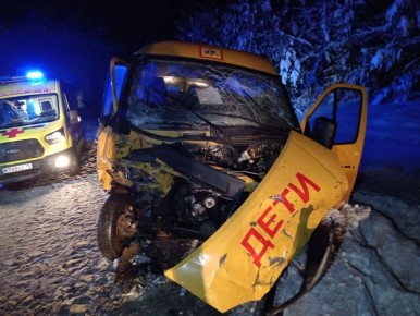Пять детей пострадали в ДТП со школьным автобусом в Удмуртии во время обгона по встречной