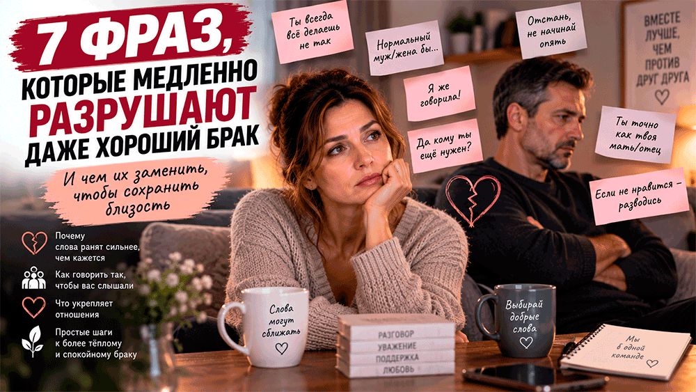 Слова, которые подтачивают близость: 7 фраз, способных испортить даже крепкий брак